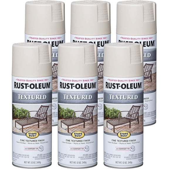Rust-Oleum 7225830-6PK Stops Rust Textured Spray Paint, 12 oz, White, 6 Pack