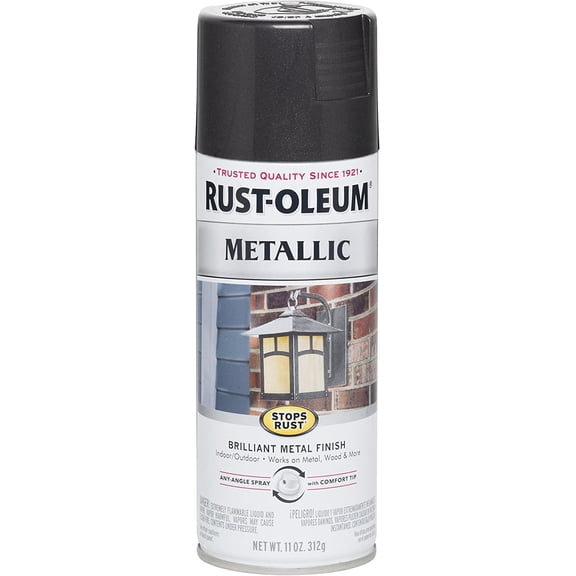 Rust-Oleum 7250830-2PK Stops Rust Metallic Spray Paint, 2 Pack, Black Night, 2 Pack