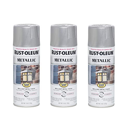 Rust-Oleum 7271830-3PK Stops Rust Metallic Spray Paint, 11 oz, Silver Metallic, 3 Pack