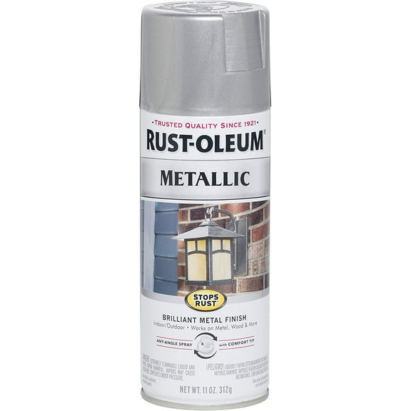 Rust-Oleum Stops Rust Metallic Spray Paint - Durable, Fast Drying - 6 Pack, Silver