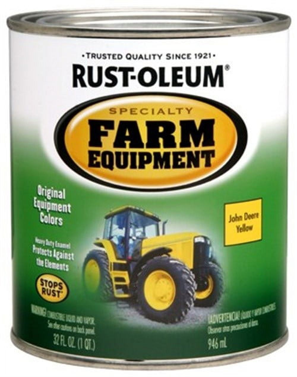 Rust-Oleum 7443502 Farm Equipment Enamel Paint, John Deere Yellow, 1-Qt.