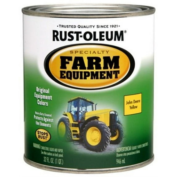 Rust-Oleum 7443502 Farm Equipment Enamel Paint, John Deere Yellow, 1-Qt.