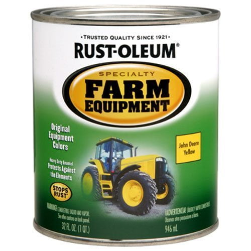 Rust-Oleum 7443502 Specialty Farm Equipment Brush On Paint, Quart, John Deere Yellow