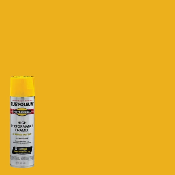 Rust-Oleum 7543838A3 Professional High Performance Enamel Spray Paint, 3 Pack, Gloss Safety Yellow, 45 Ounce