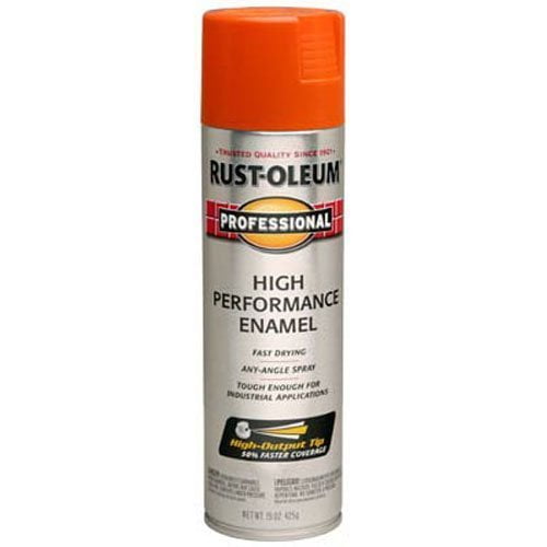 Rust-Oleum 7555838 Professional High Performance Enamel Spray Paint, 15 oz, Safety Orange