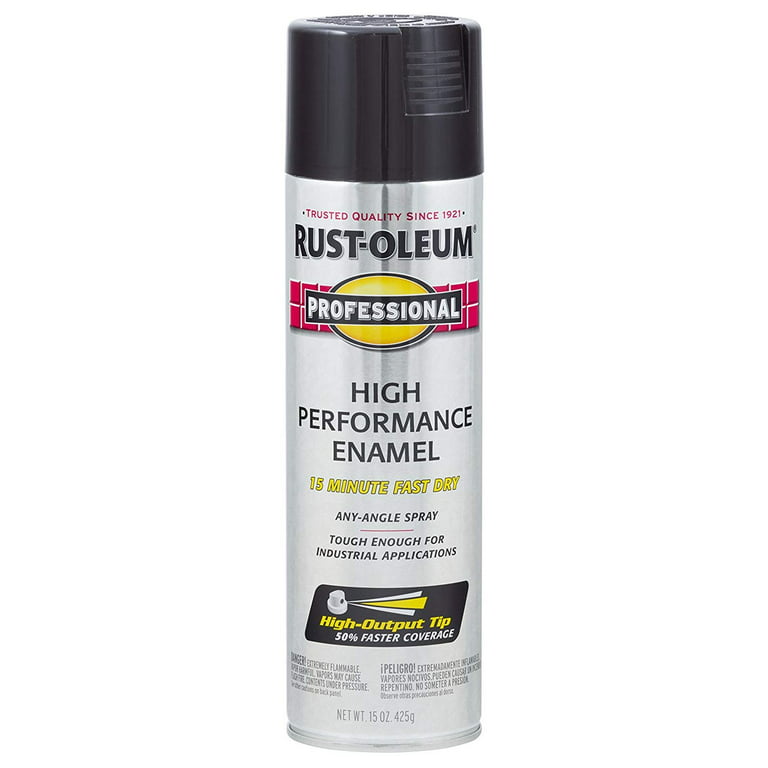 Rust-Oleum 7579838 Professional High Performance Enamel Spray Paint, 15 Oz,  Gloss Black