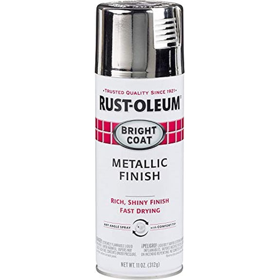 Rust-Oleum 7718830 Stops Rust Bright Coat Metallic Spray Paint, 11 Ounce (Pack of 1), Chrome