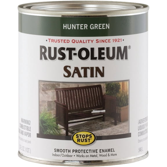 Rust-Oleum 7732502 Stops Rust, 32 oz. Quart, Hunter Green Satin Finish