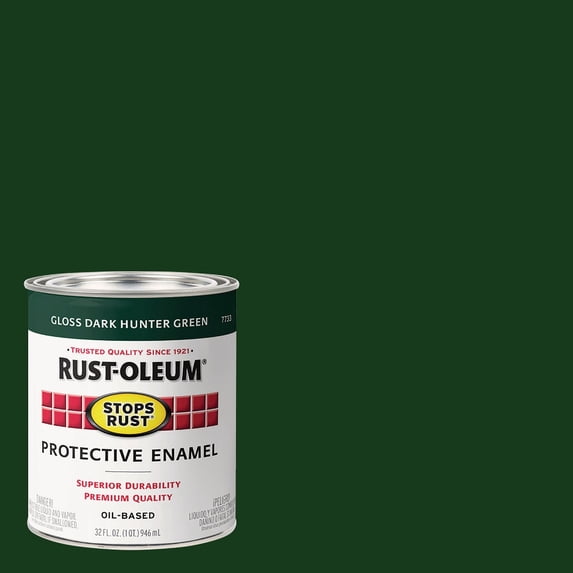 2-pack Rust-Oleum Stops Rust Brush On Paint - Durable, Gloss Finish - 2 Pack, Quart, Dark Hunter Green — Interior & Exterior Use, Professional Finish