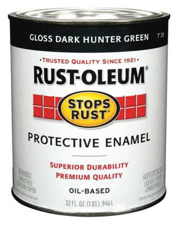 Rust-Oleum 7733502 Enamel Paint, Glossy, Oil Base, Dark Hunter Green, 1 qt