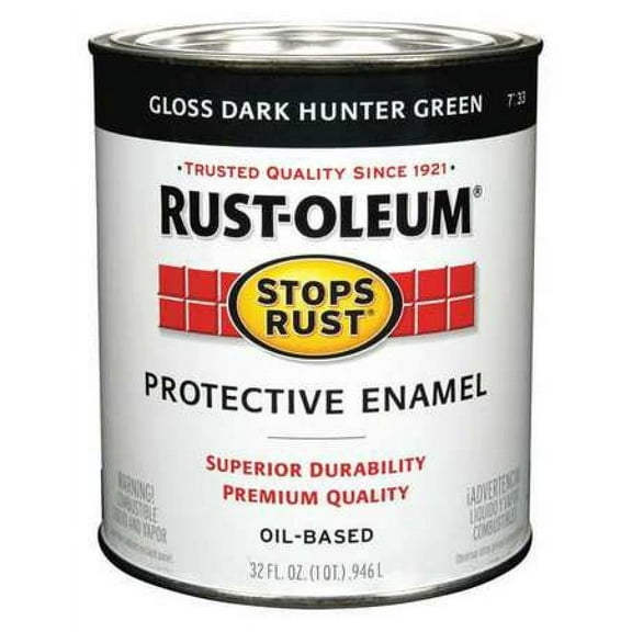 Rust-Oleum 7733502 Enamel Paint, Glossy, Oil Base, Dark Hunter Green, 1 qt