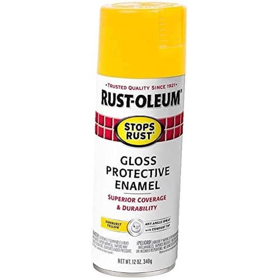 Rust-Oleum 7747830 Stops Rust Spray Paint, 12-Ounce, Gloss Sunburst Yellow