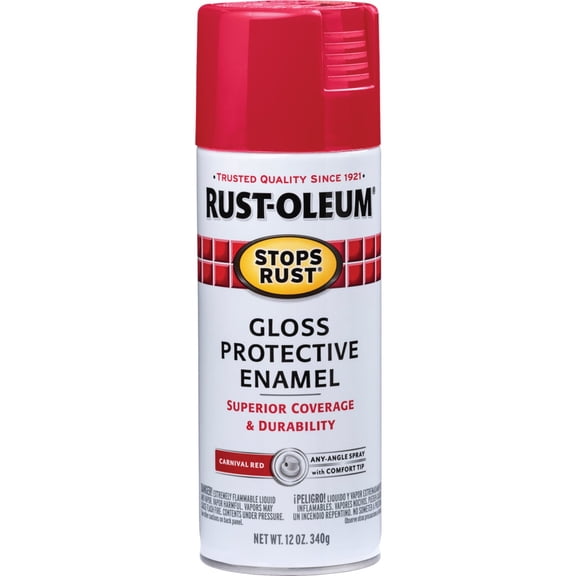Rust-Oleum 7763830 Stops Rust Spray Paint, 12 oz, Gloss Carnival Red