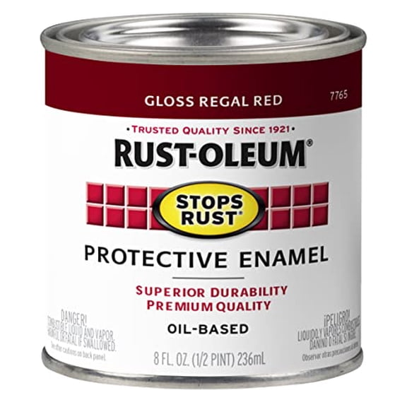 Rust-Oleum 7765730 Stops Rust Brush On Paint, Half Pint, Gloss Regal Red