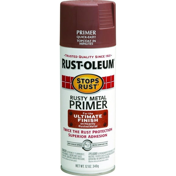 Rust-Oleum 7769830 Stops Rust Spray Paint, 12-Ounce, Flat Rusty Metal Primer