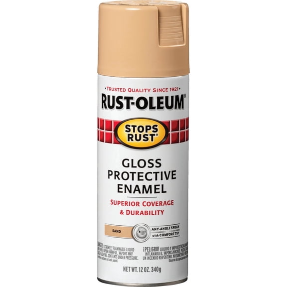 Rust-Oleum 7771830-6PK Stops Rust Spray Paint, 12 oz, Gloss Sand, 6 Pack