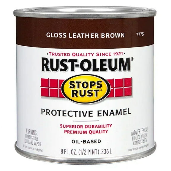 Rust-Oleum Stops Rust Indoor and Outdoor Gloss Leather Brown Oil-Based Protective Paint 0.5 pt
