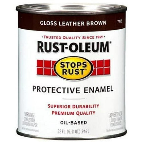 Rust-Oleum 7775502 Protective Enamel Paint Stops Rust, 32-Ounce, Gloss Leather Brown, Model: 7775502, Outdoor & Hardware Store