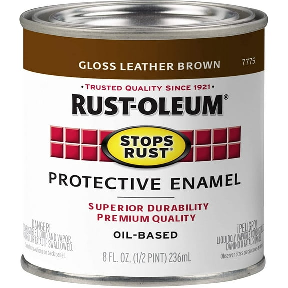 Rust-Oleum Stops Rust Brush On Paint - Gloss, Durable - 6 Pack, Half Pint, Leather Brown