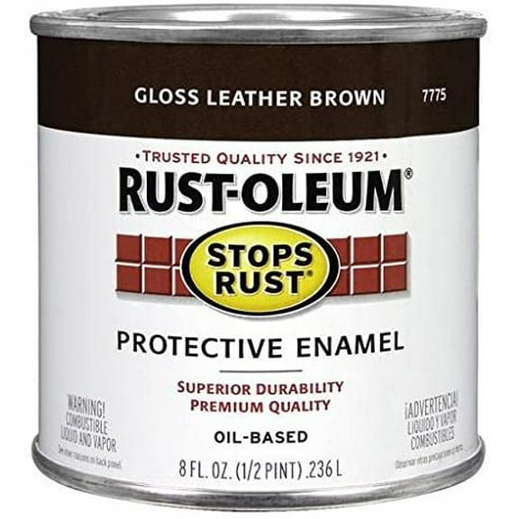 Rust-Oleum 7775730 Protective Enamel Paint, 8-Ounce, Leather Brown - 6 Pack