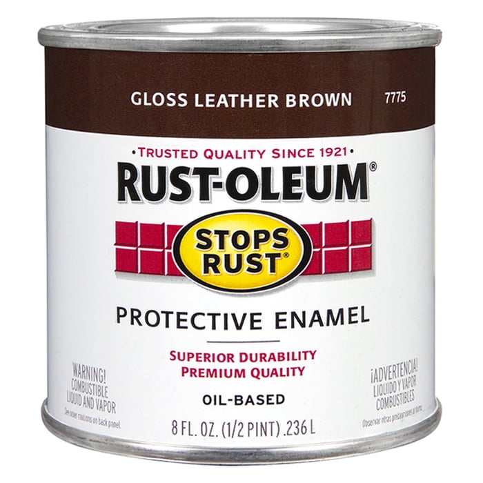 Rust-Oleum Stops Rust Indoor and Outdoor Gloss Leather Brown Oil-Based Protective Paint 0.5 pt  Interior & Exterior Use, Professional Finish
