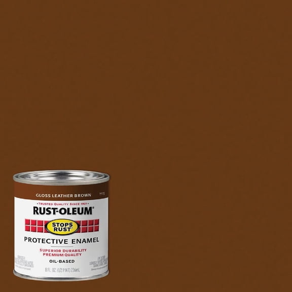 Rust-Oleum 7775730 Stops Rust Brush On Paint, Half Pint, Gloss Leather Brown, (Pack of 1)