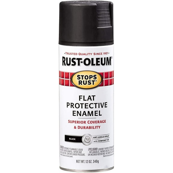Rust-Oleum 7776830-6PK Stops Rust Spray Paint, 12 Oz, Flat Black, 6 Pack