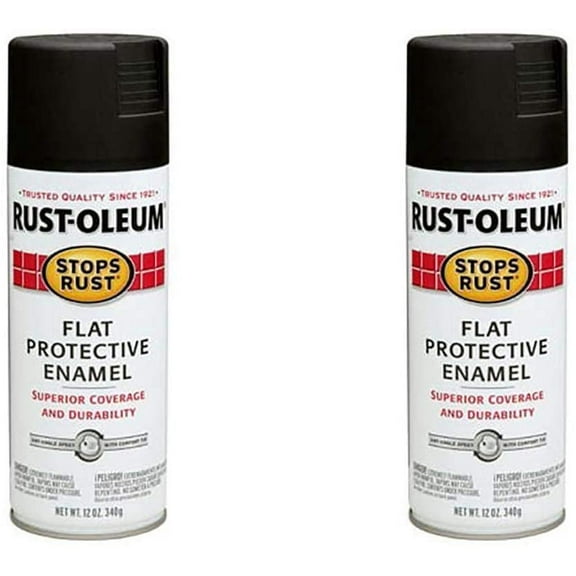 Rust-Oleum 7776830 Stops Rust Spray Paint, 12-Ounce, Flat Black 2 pack