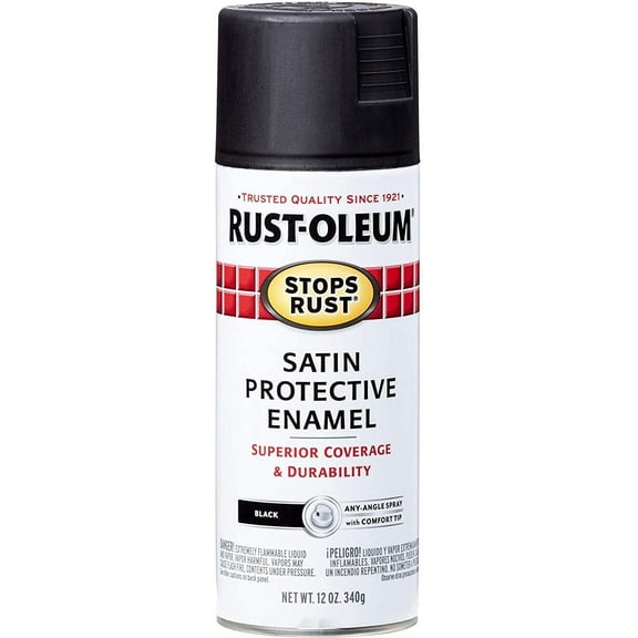 Rust-Oleum 7777830-6PK Stops Rust Spray Paint, 6 Pack, Satin Black, 72 Ounce