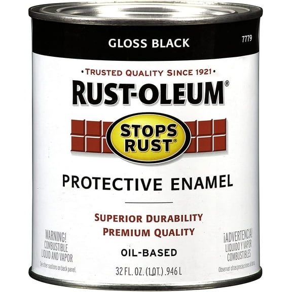 Rust-Oleum 7779504-2PK Stops Rust Brush On Paint, Quart 2 Pack, Gloss Black, 2 Can
