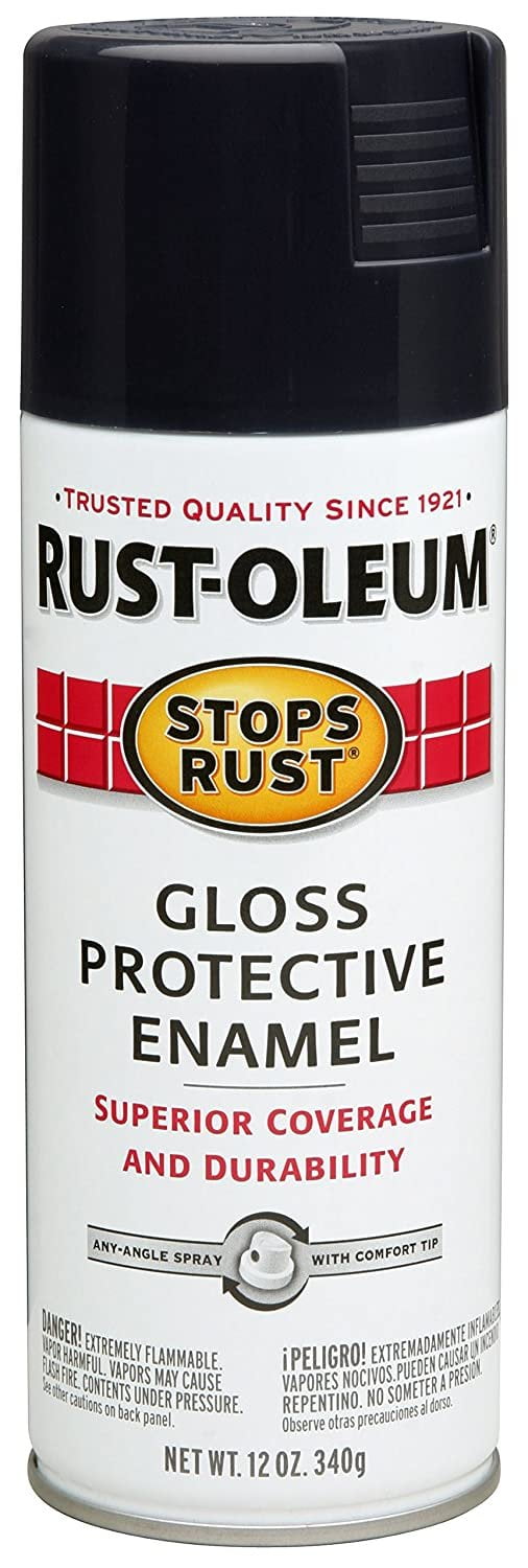 Rust-Oleum 7779830 Gloss Black Stops Rust Spray Paint, Enamel, 12 fl. oz. Aerosol Can Pack of 6