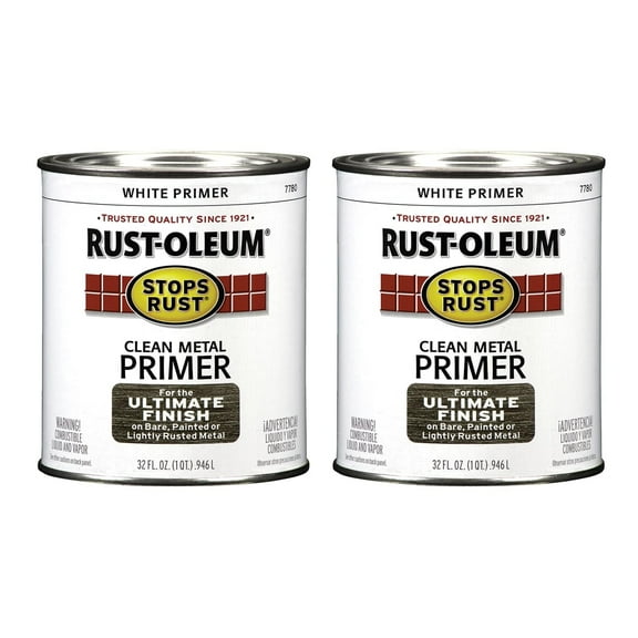 Rust-Oleum 7780502-2PK Stops Rust Clean Metal Brush On Primer, Quart, Pack of 2