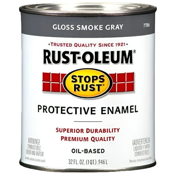 Rust-Oleum 7786502 Protective Enamel Paint Stops Rust, 32-Ounce, Gloss Smoke Gray