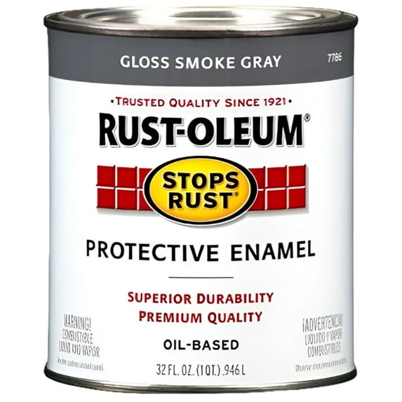 Rust-Oleum 7786502 Protective Enamel Paint Stops Rust, 32-Ounce, Gloss Smoke Gray
