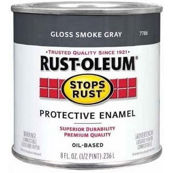 Rust-Oleum 7786730 Protective Enamel Gloss Smoke Gray Household Paint and Stain Type 1/2 Pint 8 Ounce