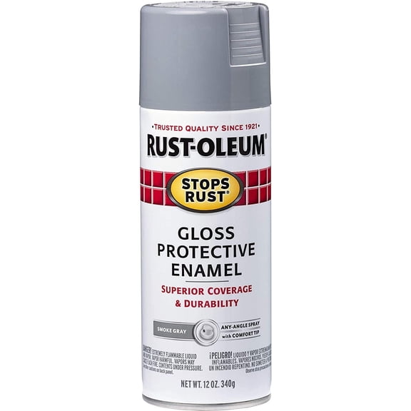 Rust-Oleum 7786830 Stops Rust Spray Paint, 6 Pack, Gloss Smoke Gray, 72 Ounce