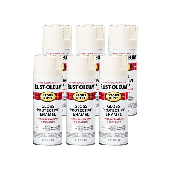 Rust-Oleum 7789830-6PK Stops Rust Spray Paint, 12 oz, Gloss Canvas White, 6 Pack