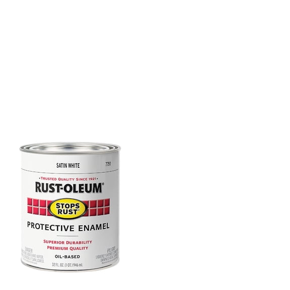 Rust-Oleum Protective Enamel Paint Satin Finish - Stops Rust - 32-Ounce, White — Interior & Exterior Use, Professional Finish