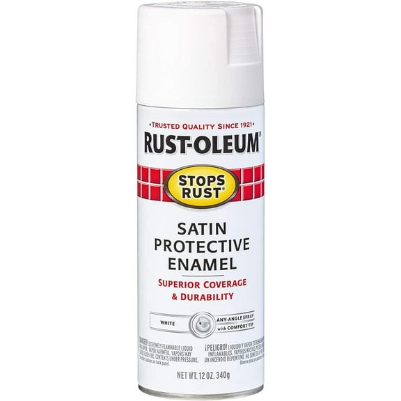 Rust-Oleum 7791830-2PK Stops Rust Spray Paint, 2 Pack, Satin White, 2 Piece