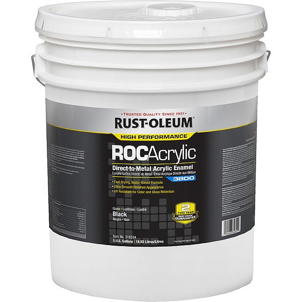 Rust-Oleum Acrylic Enamel Coating,Black,5 gal,Pail 316534