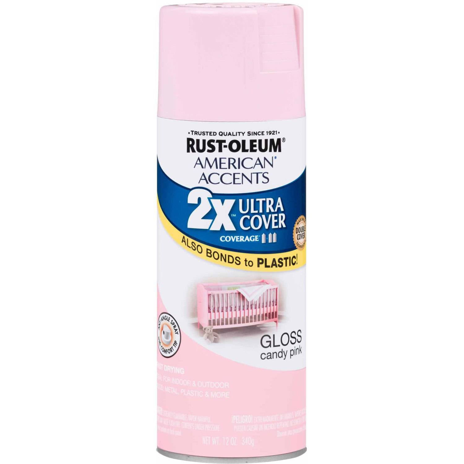 Rust-Oleum American Accents Ultra Cover 2X Gloss Candy Pink Spray Paint and  Primer in 1, 12 oz