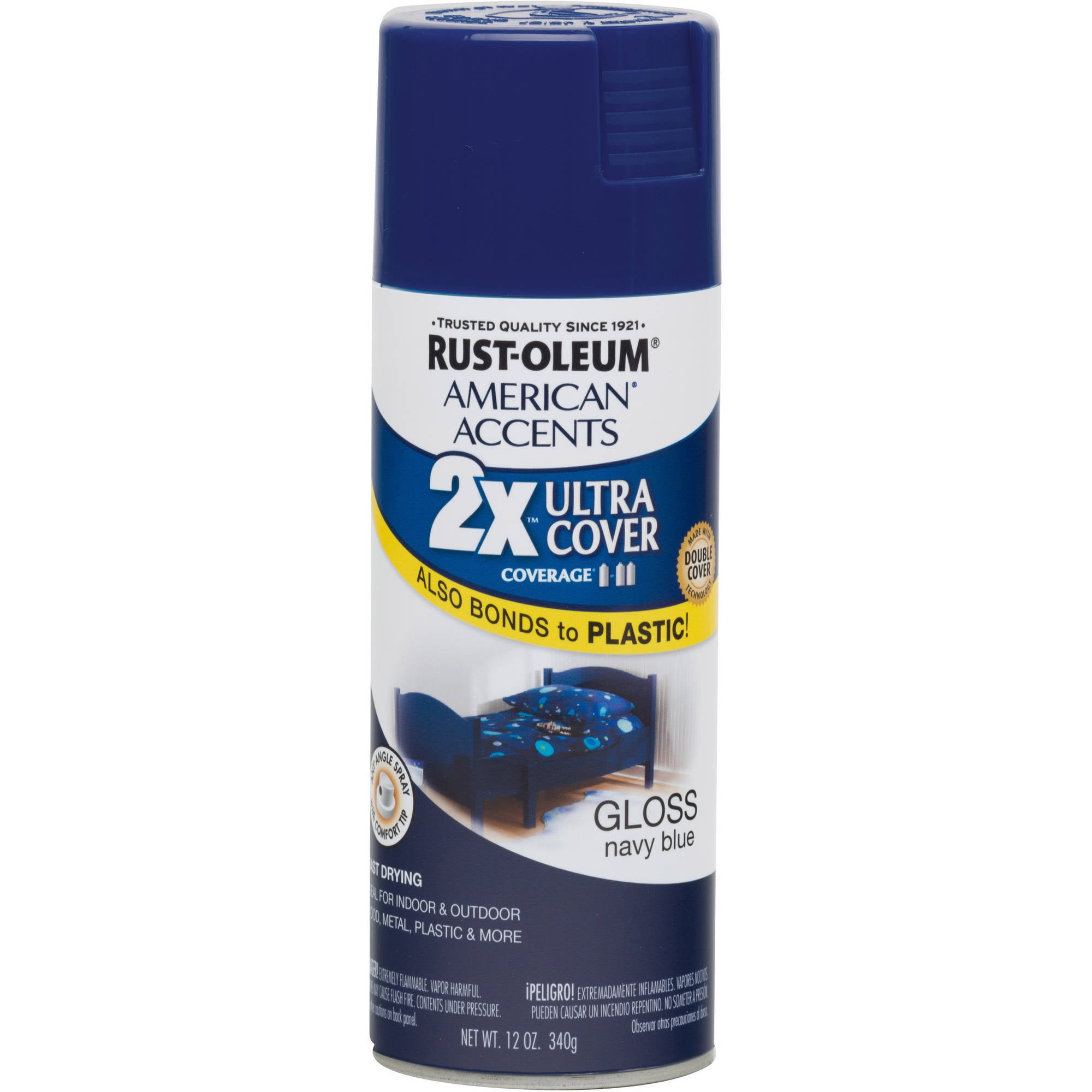 Rust-Oleum American Accents Ultra Cover 2X Gloss Navy Blue Spray Paint and Primer in 1, 12 oz