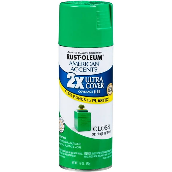 Rust-Oleum American Accents Ultra Cover 2X Gloss Spray Paint & Primer, Spring Green, 12 Oz.
