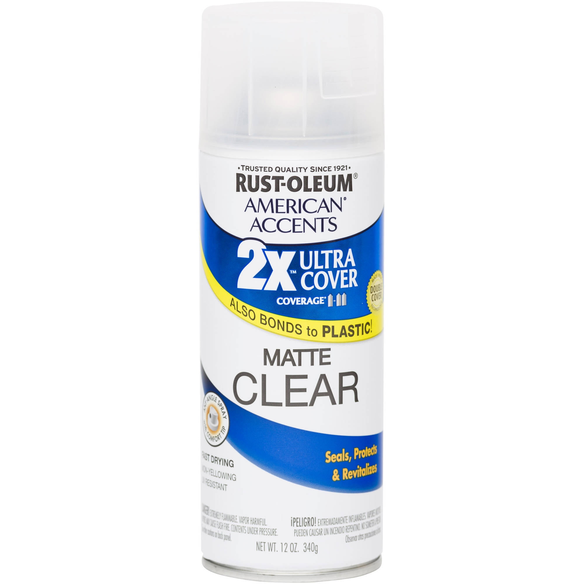 Rust-Oleum American Accents Ultra Cover 2X Matte Spray Paint & Primer, Clear, 12 Oz.