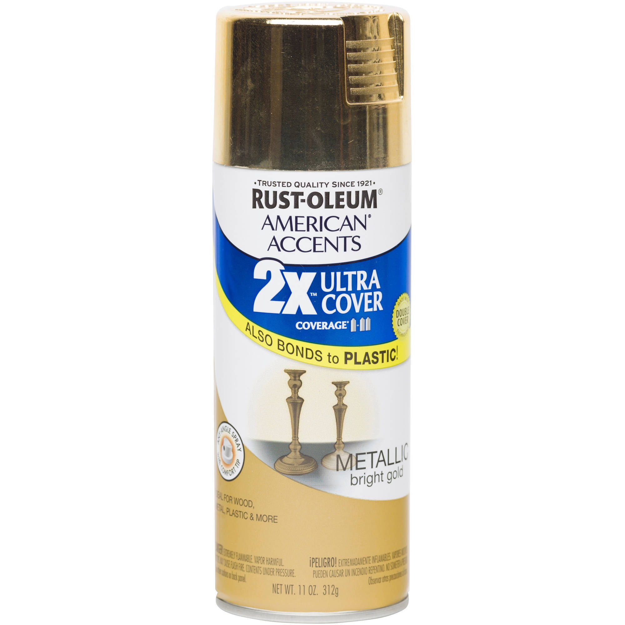 METALLIC GOLD Finish 11 Ounce Aerosol Spray Can Shiny Golden Paint AND  Primer Ultra Cover American Accents Rustoleum Rust-oleum 327909 -   Israel