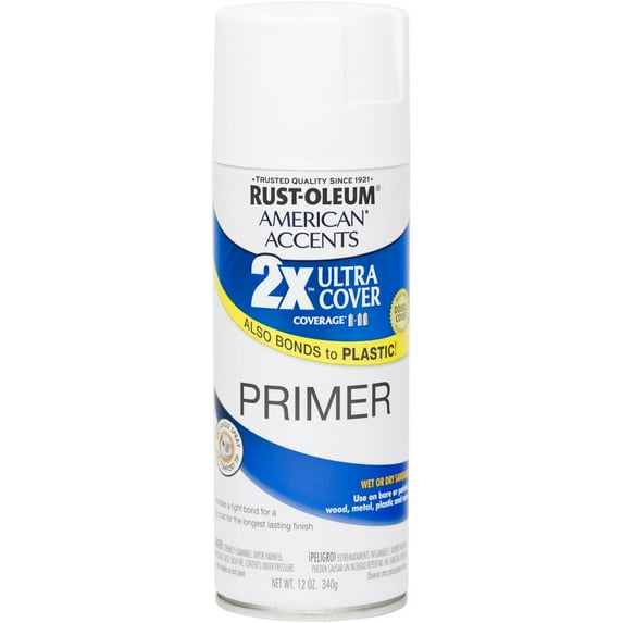 Rust-Oleum American Accents Ultra Cover 2X Primer Spray Paint, White, 12 Oz.