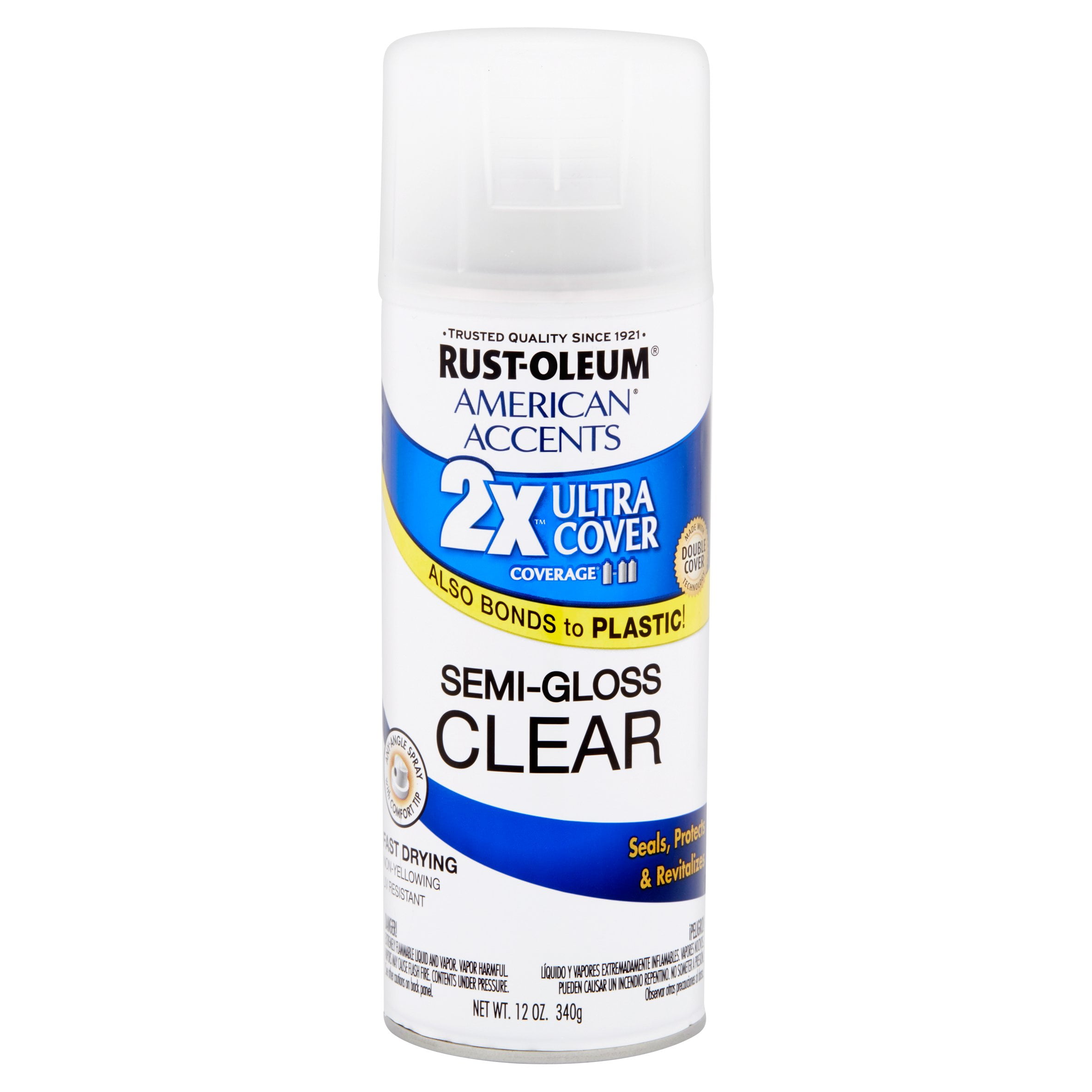 Rust-Oleum American Accents Ultra Cover 2X Semi-Gloss Spray Paint & Primer,  Clear, 12 Oz. 