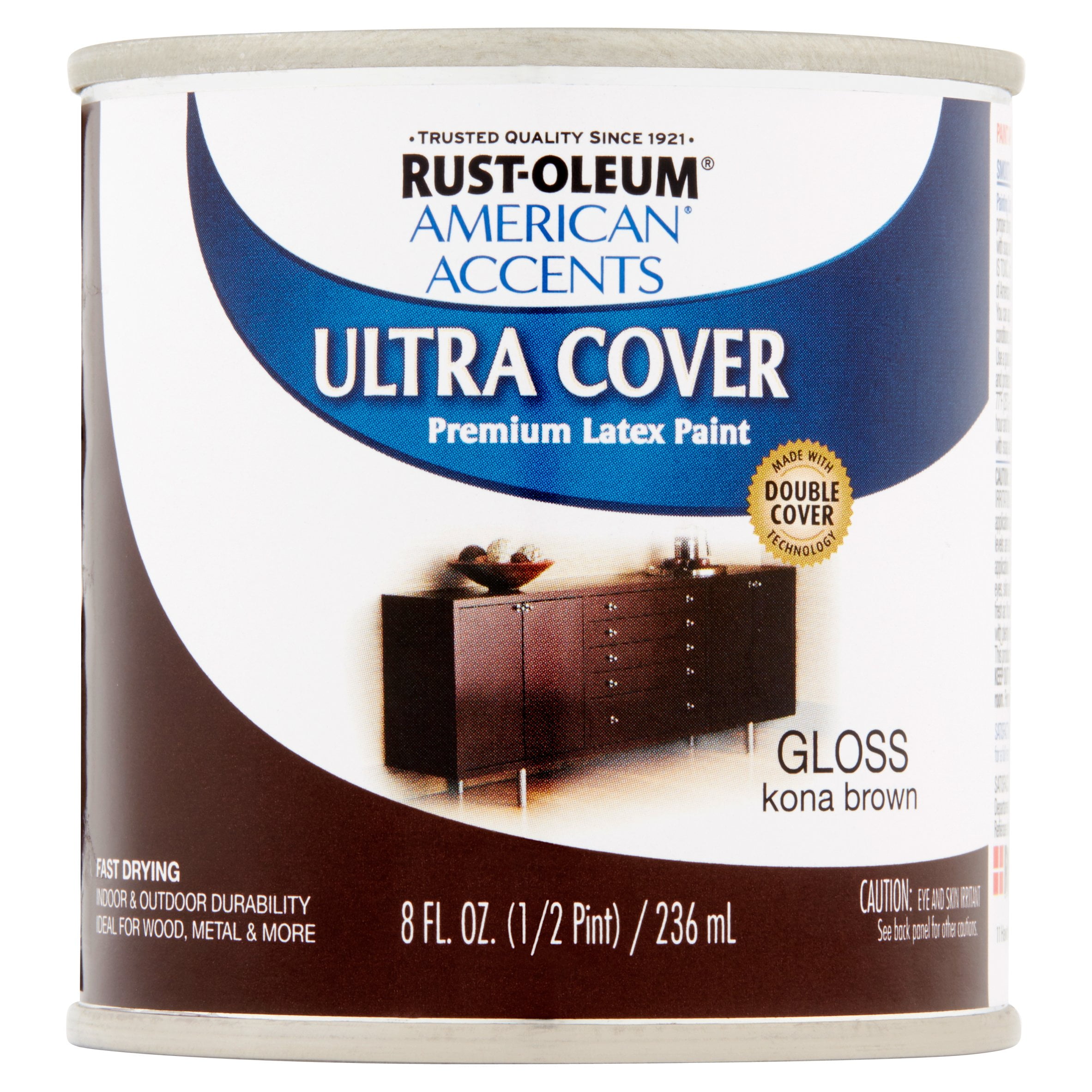 RustOleum American Accents Ultra Cover Gloss Kona Brown Premium Latex Paint, 8 fl oz
