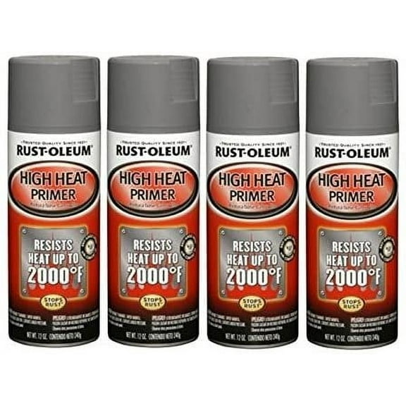 Rust-Oleum Automotive High Heat Primer Spray Paint - Quick Drying - 4 Pack, 12-Ounce, Gray