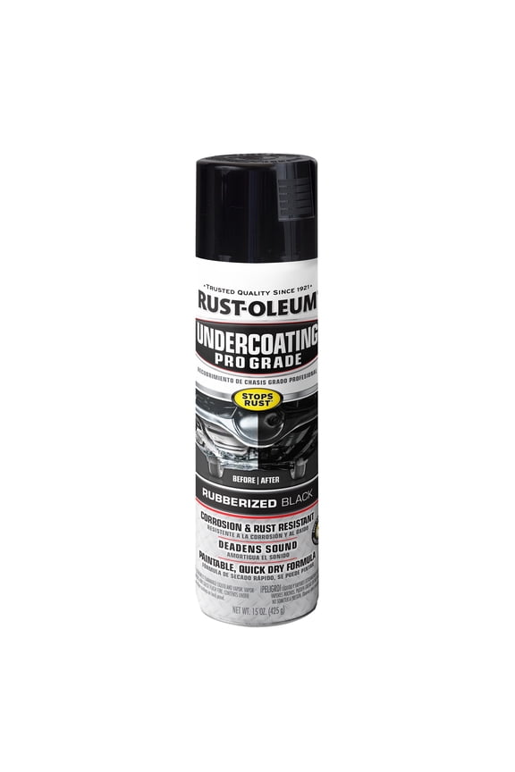 Black, Rust-Oleum Automotive Rubberized Undercoating Matte Spray Paint-248656, 15 oz